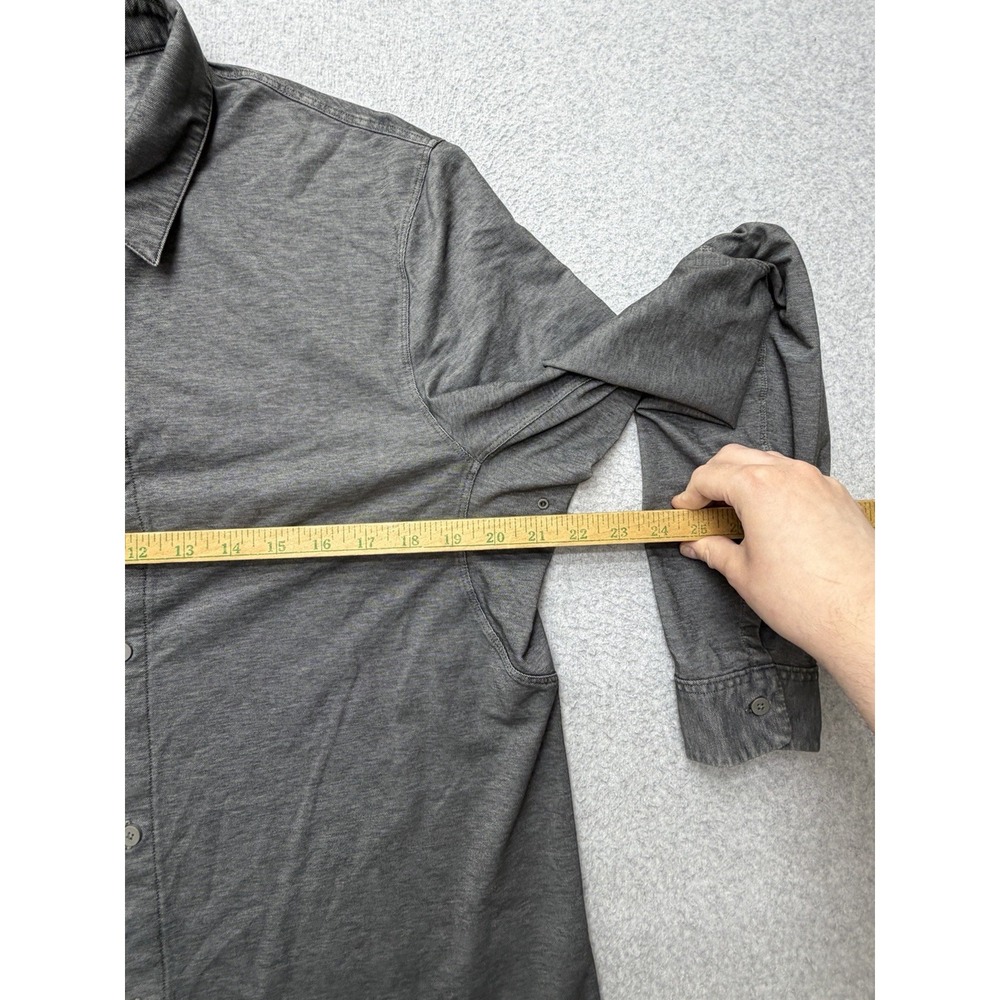 Lululemon Shirt Mens Large Gray Solid Long Sleeve Button Front Casual Stretch - Picture 5 of 7